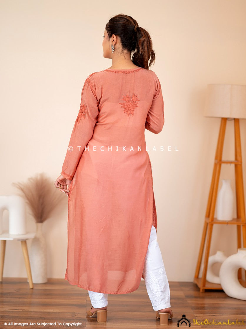 Coral Suha Chikankari Straight Kurti