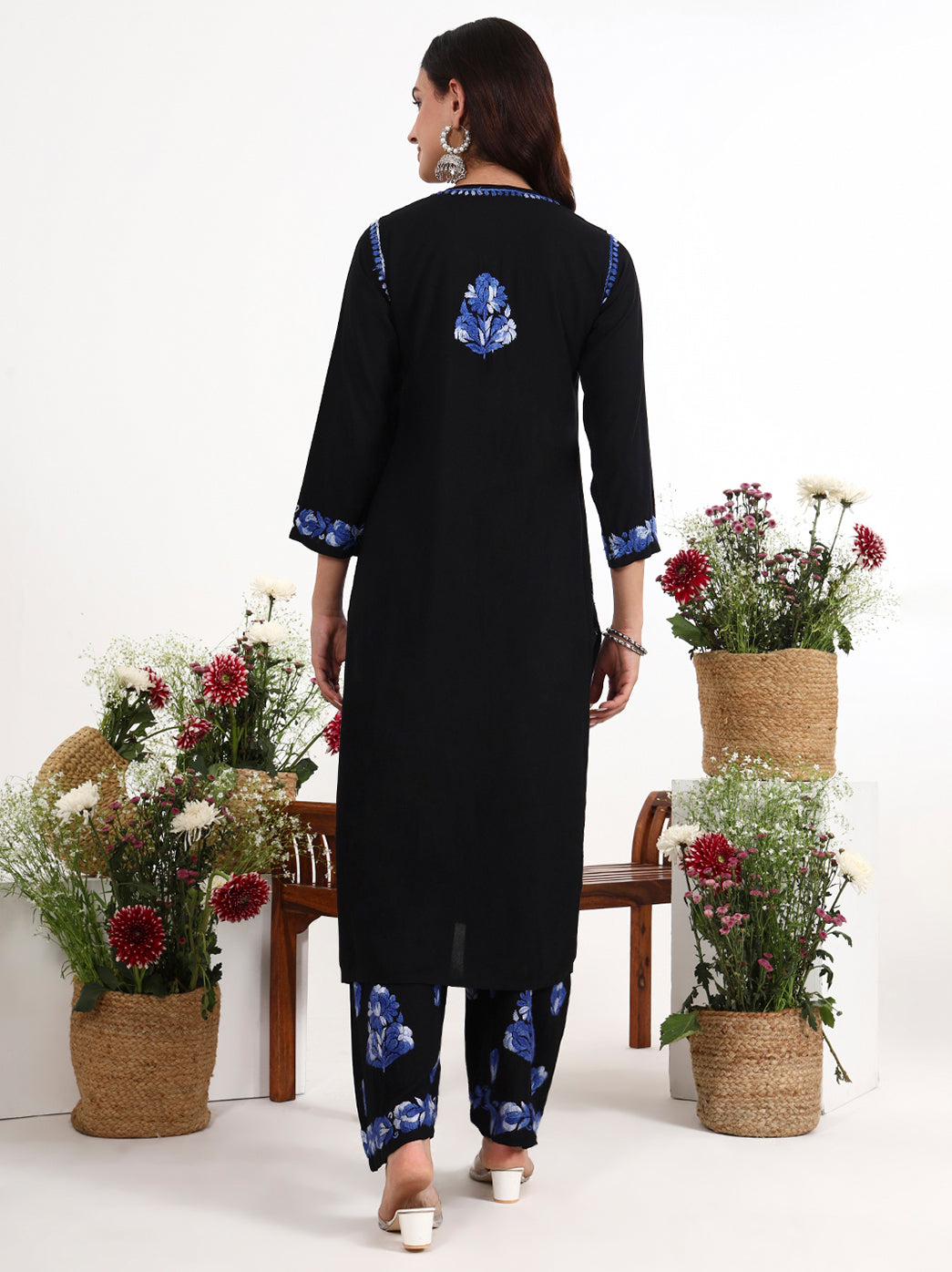 Comfortable all day wear set with traditional chikankari embroidery and straight fit silhouette