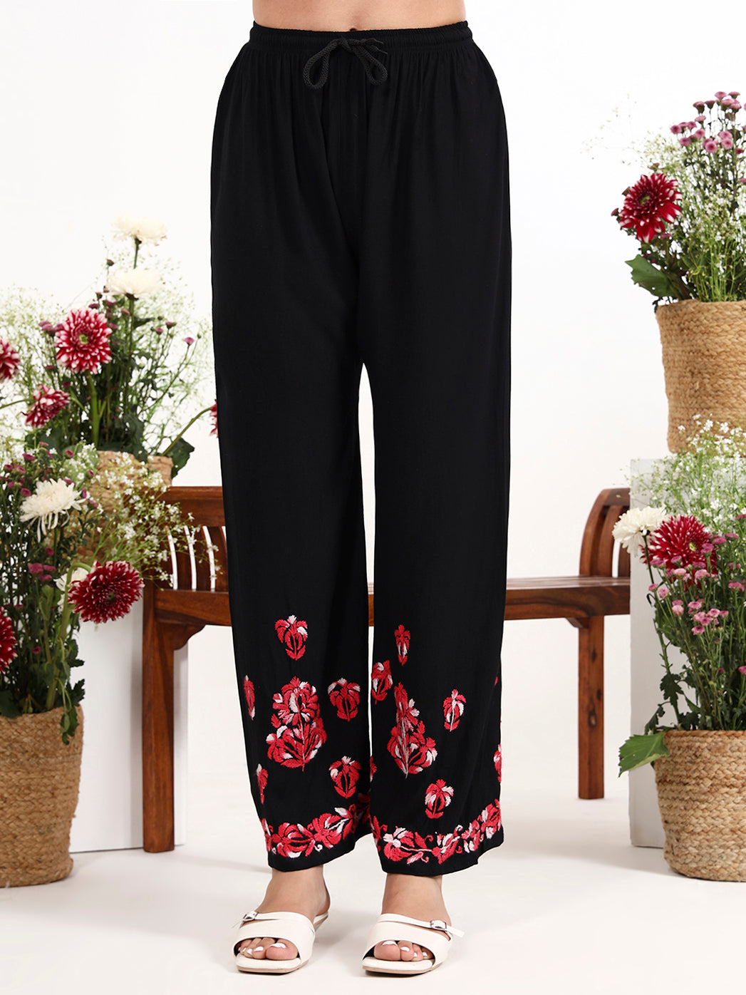 Classic chikankari kurta palazzo set with intricate embroidery and breathable material
