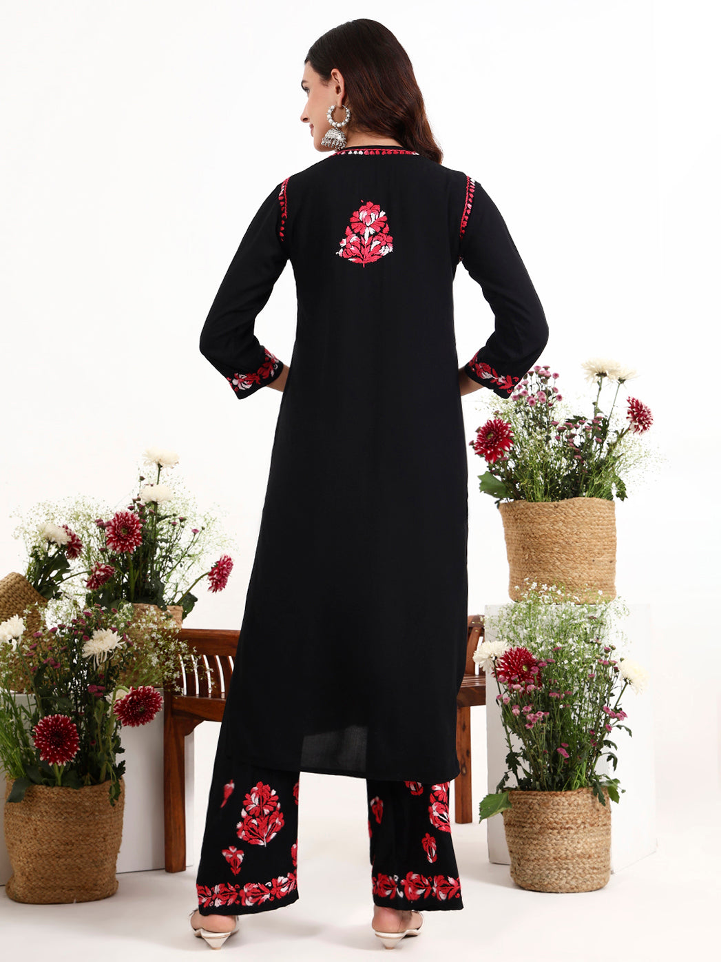 Classic chikankari kurta palazzo set with timeless embroidery and soft fabric feel
