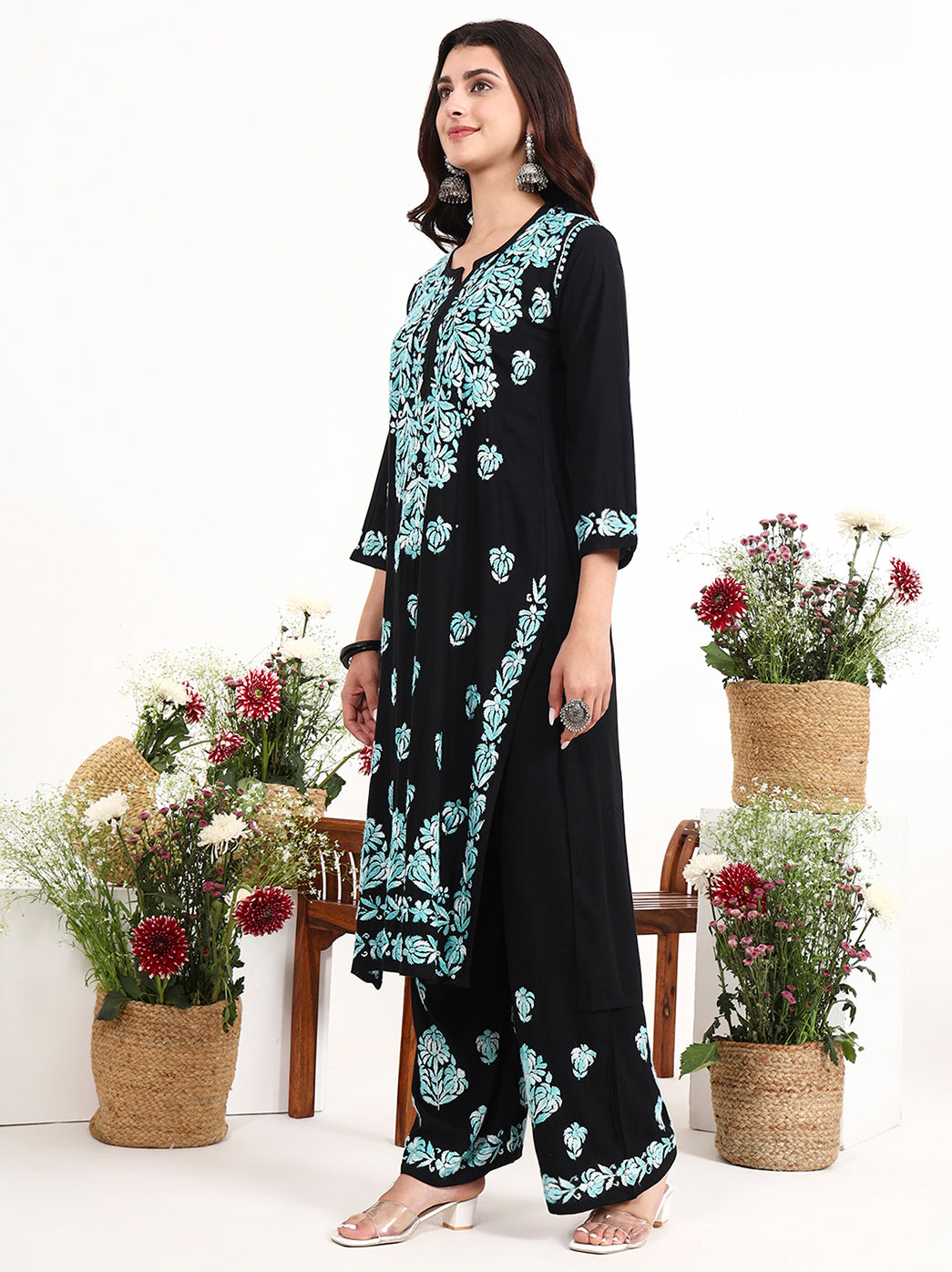 Stylish chikankari kurta set perfect for office wear casual outings and daily fashion