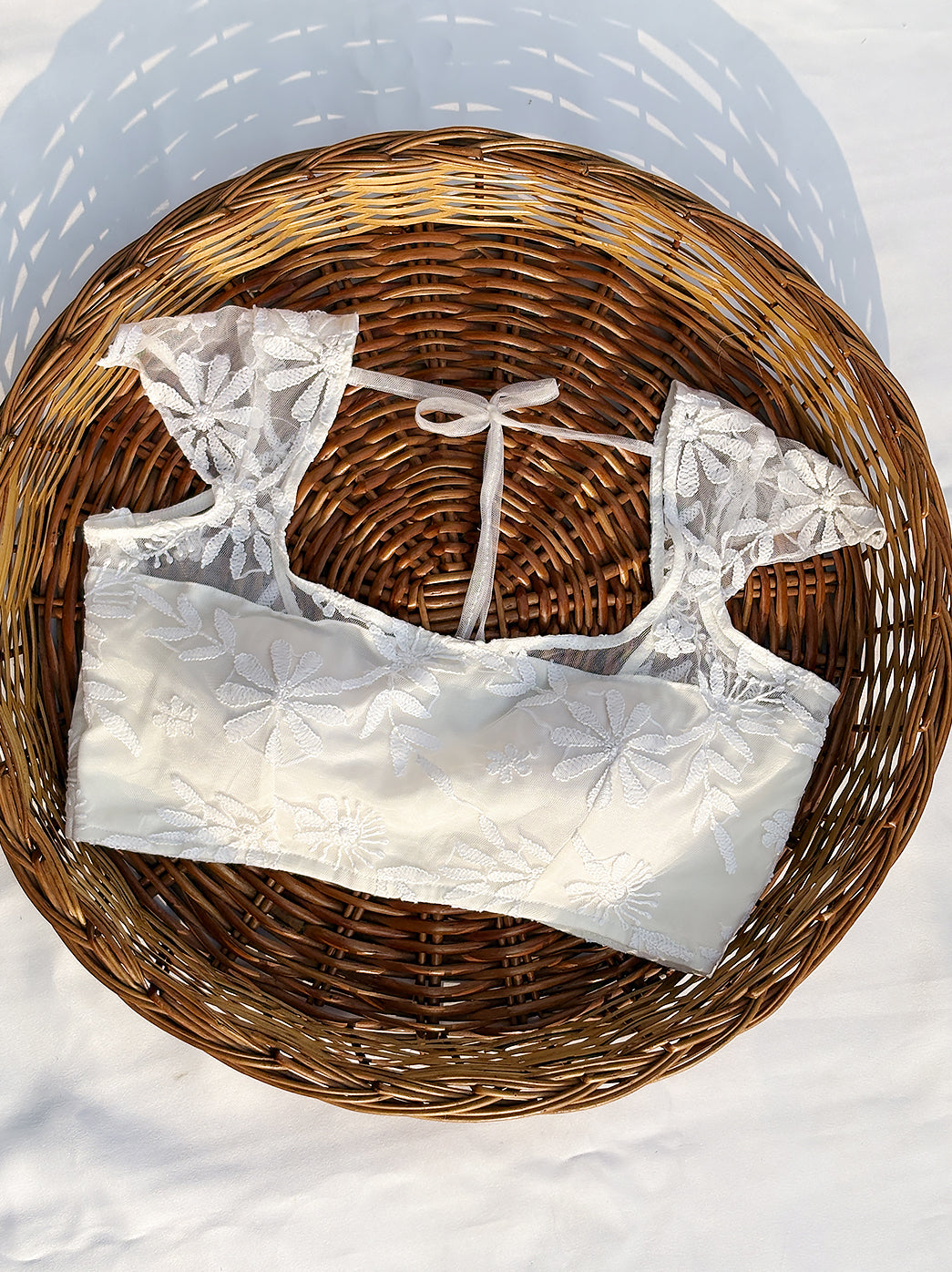 Georgette Chikankari Blouse For Saree - White