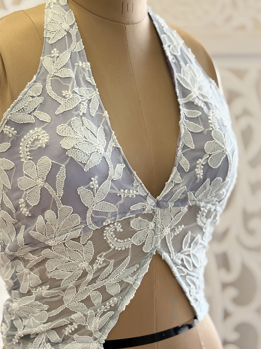 Georgette Tepchi Work Blouse With Scarf - Grey