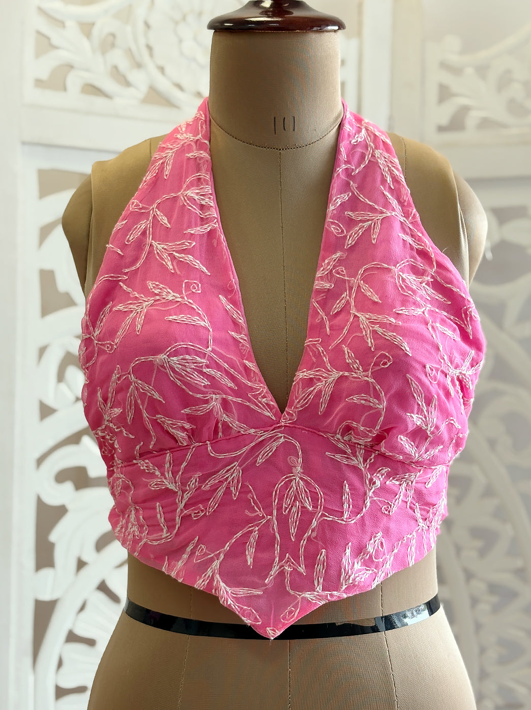 Georgette Tepchi Work Blouse With Scarf - Pink