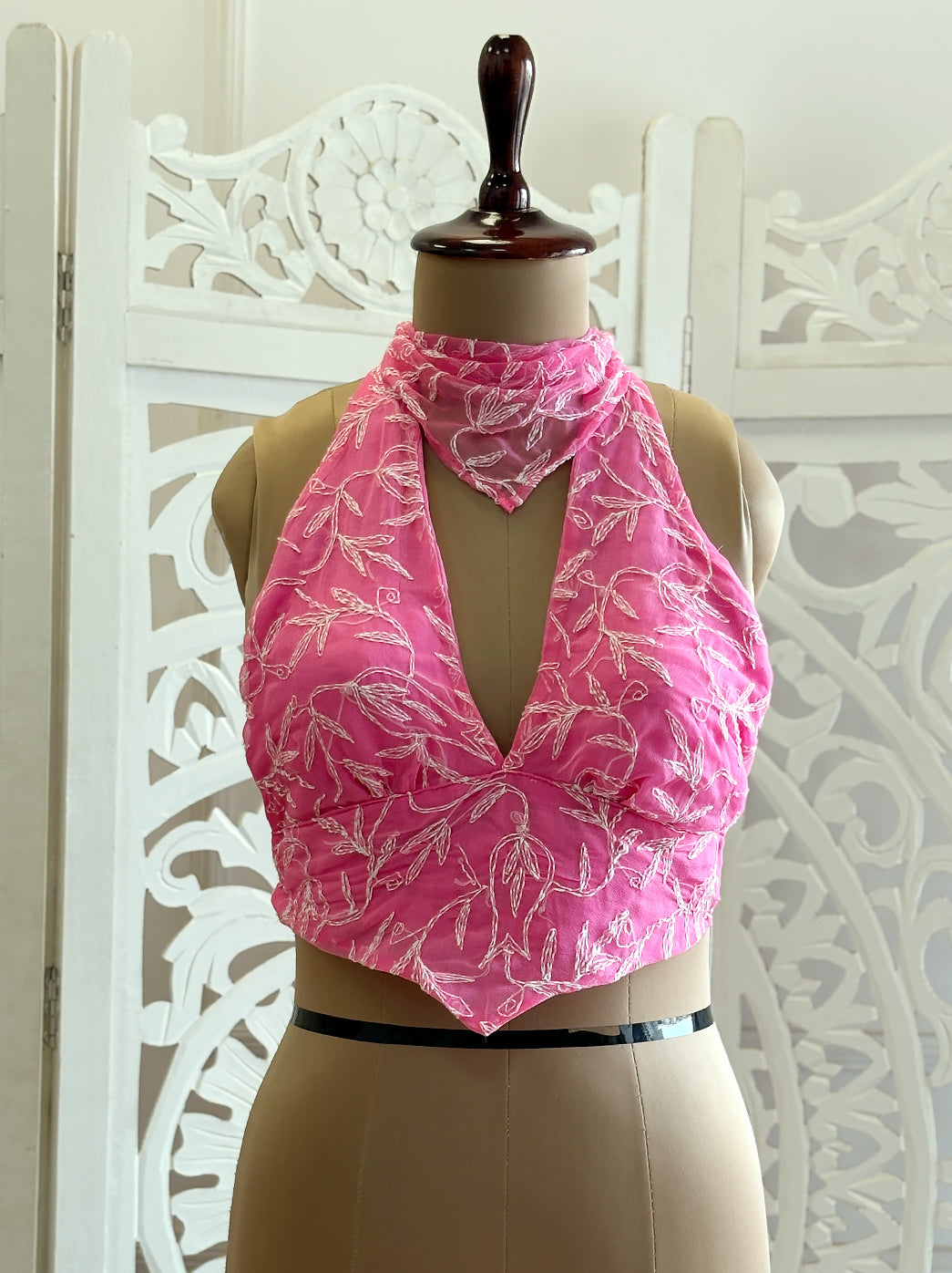 Georgette Tepchi Work Blouse With Scarf - Pink