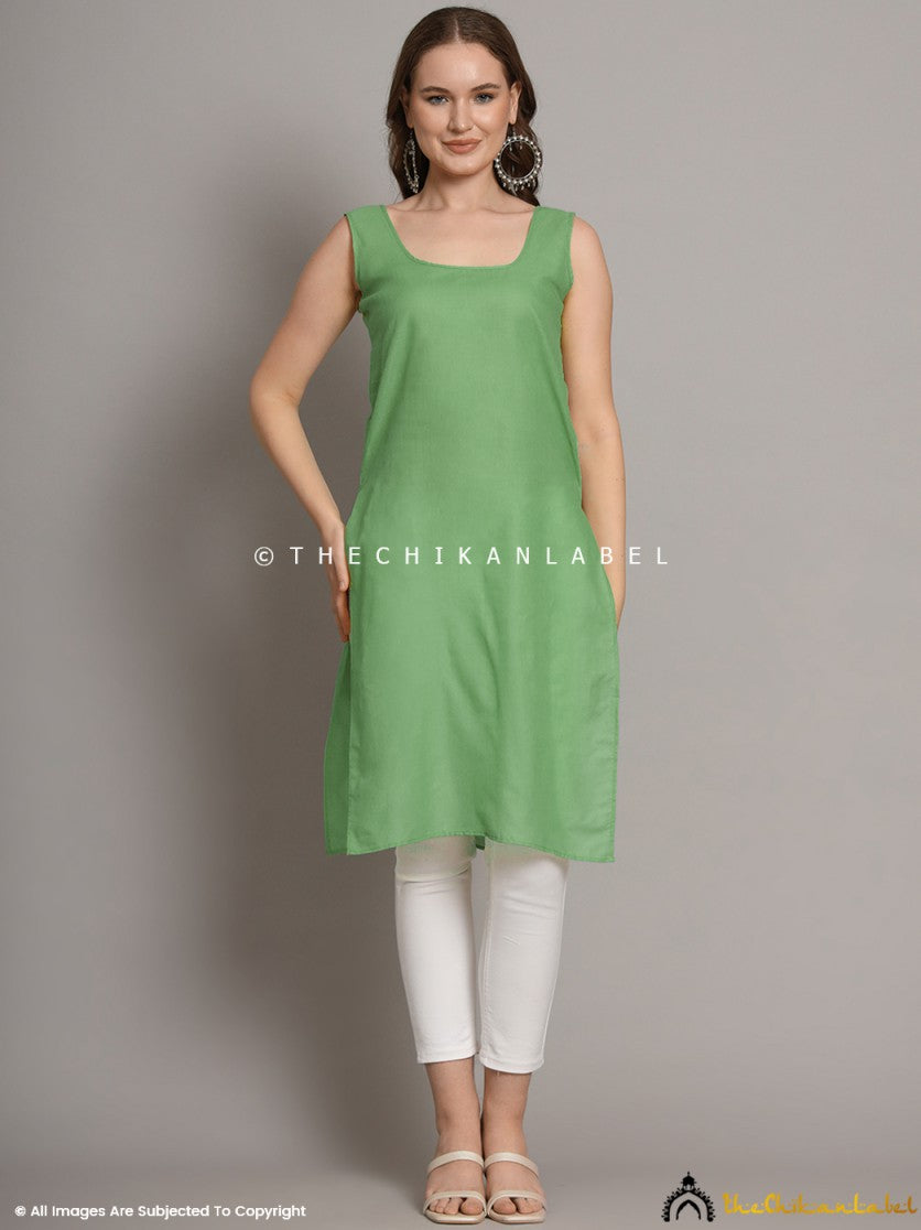 Cotton Camisole Inners for Kurtis Kurta Green - Main Image