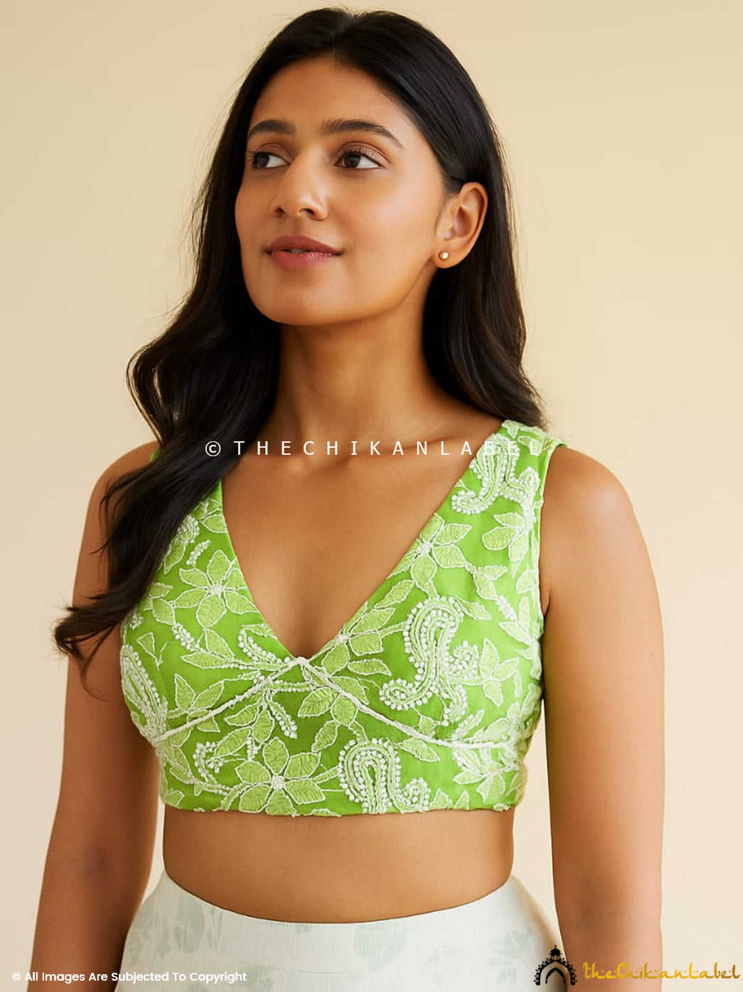 Handcrafted georgette blouse ideal for festive wear with delicate embroidery on the front