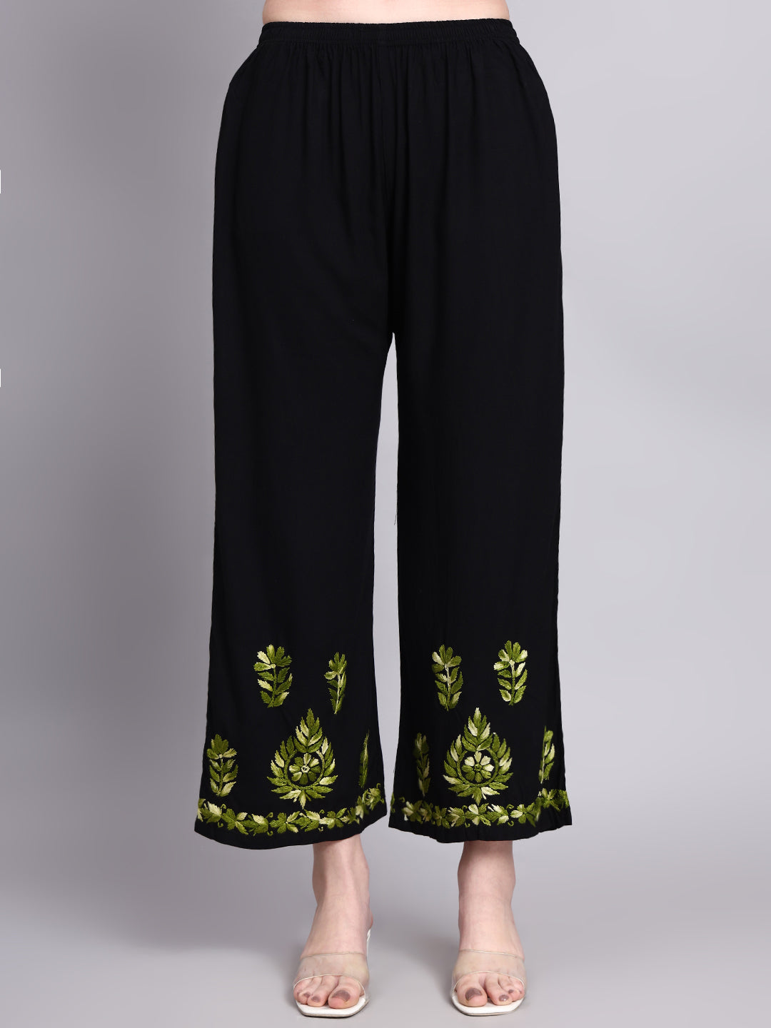 Women’s festive ethnic wear set featuring Niya rayon chikankari kurta palazzo set with authentic Lucknowi chikankari craftsmanship