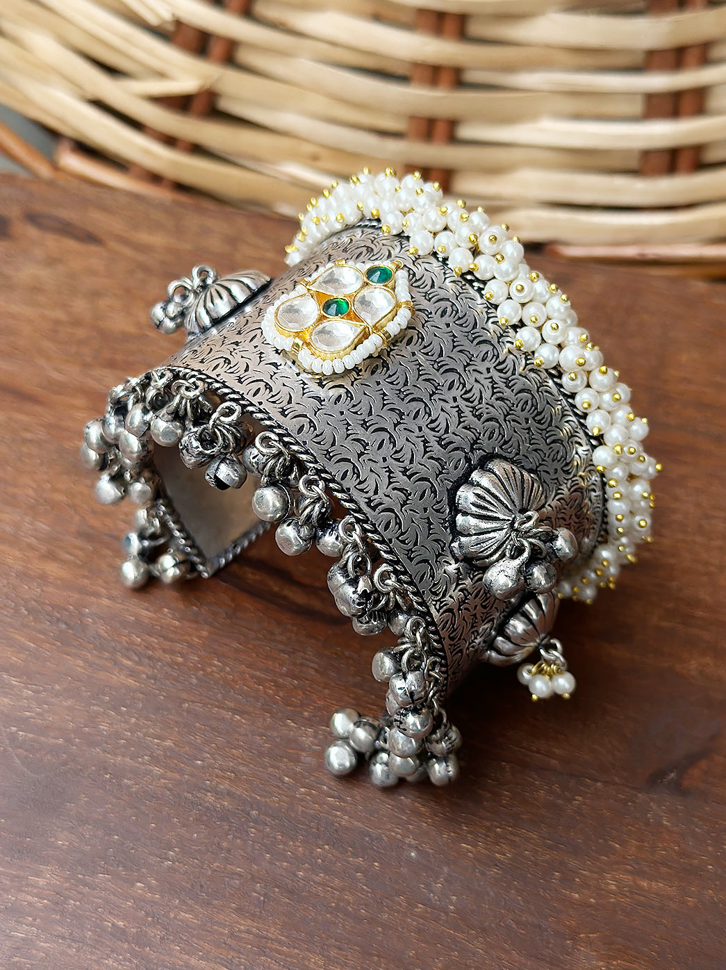 Handcrafted Brass Mix Pearl Work Bracelet Kangan - Handmade Jewelry Gift for Women