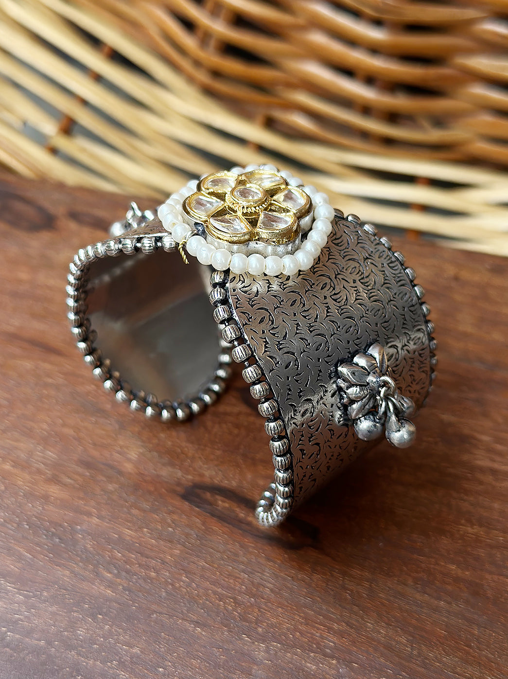 Handcrafted Brass Mix Pearl Work Bracelet Kangan for Women