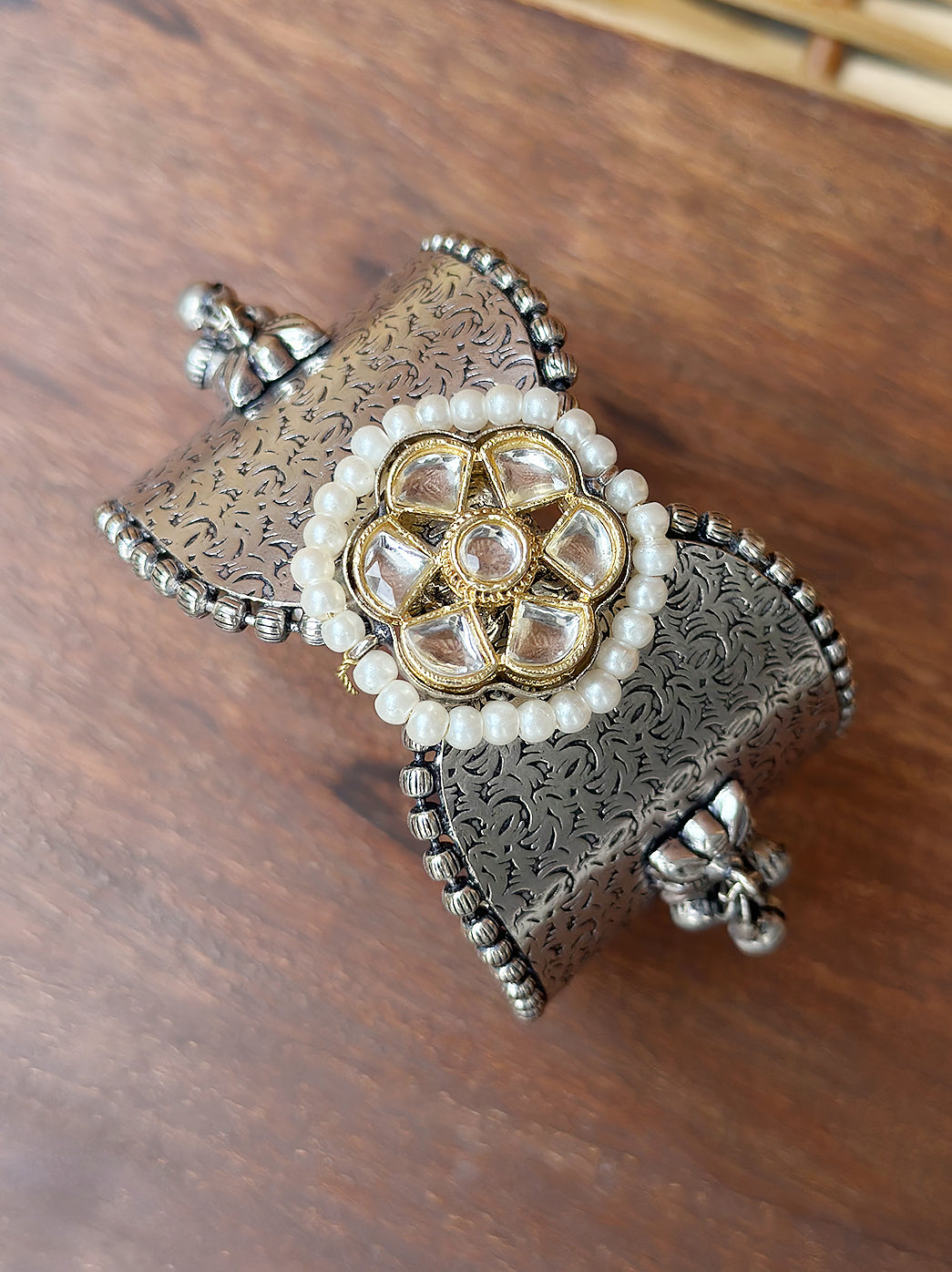 Handcrafted Brass Mix Pearl Work Bracelet Kangan for Women