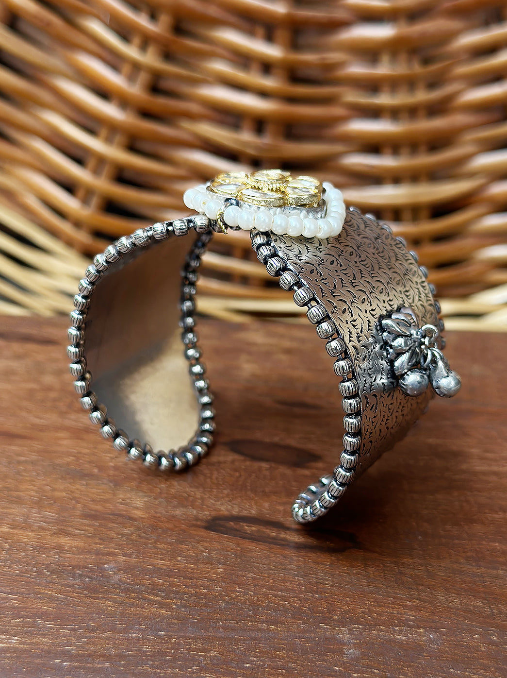 Handcrafted Brass Mix Pearl Work Bracelet Kangan for Women