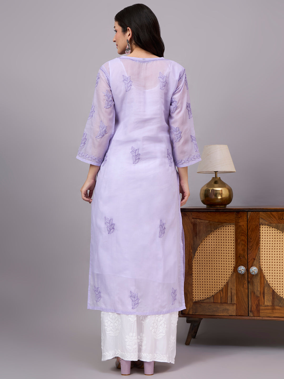 Women's Cotton Straight Kurti with authentic handcrafted Chikankari embroidery and soft inner lining, designed for comfortable regular wear, office wear, and casual ethnic styling.