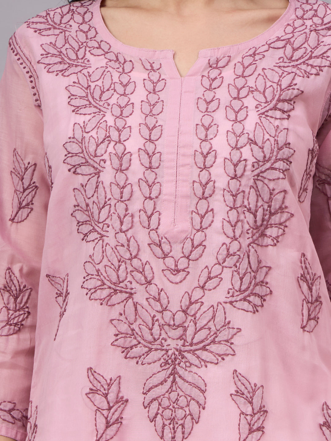 Premium Cotton kurta with inner featuring intricate handcrafted Chikankari embroidery, breathable cotton fabric, and a flattering straight silhouette for everyday elegance.