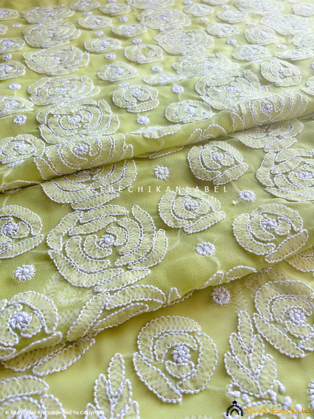 “Elegant unstitched georgette chikankari kurti fabric and dupatta set crafted with artisan embroidery”