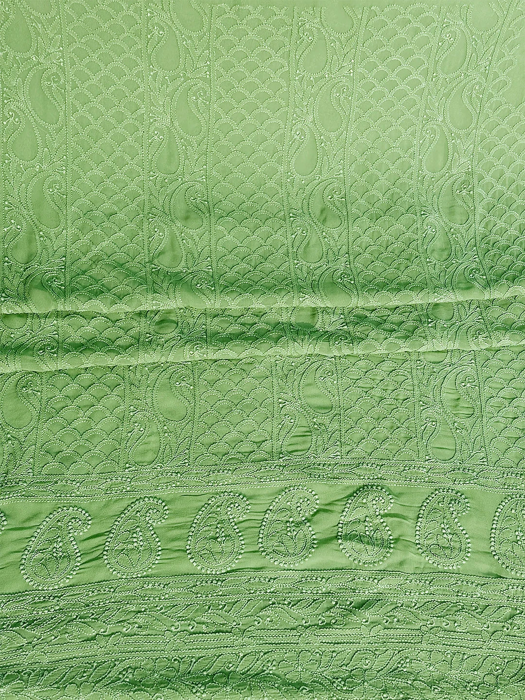 Jasmeet Viscose Chikankari Kurti Piece with Dupatta - Green