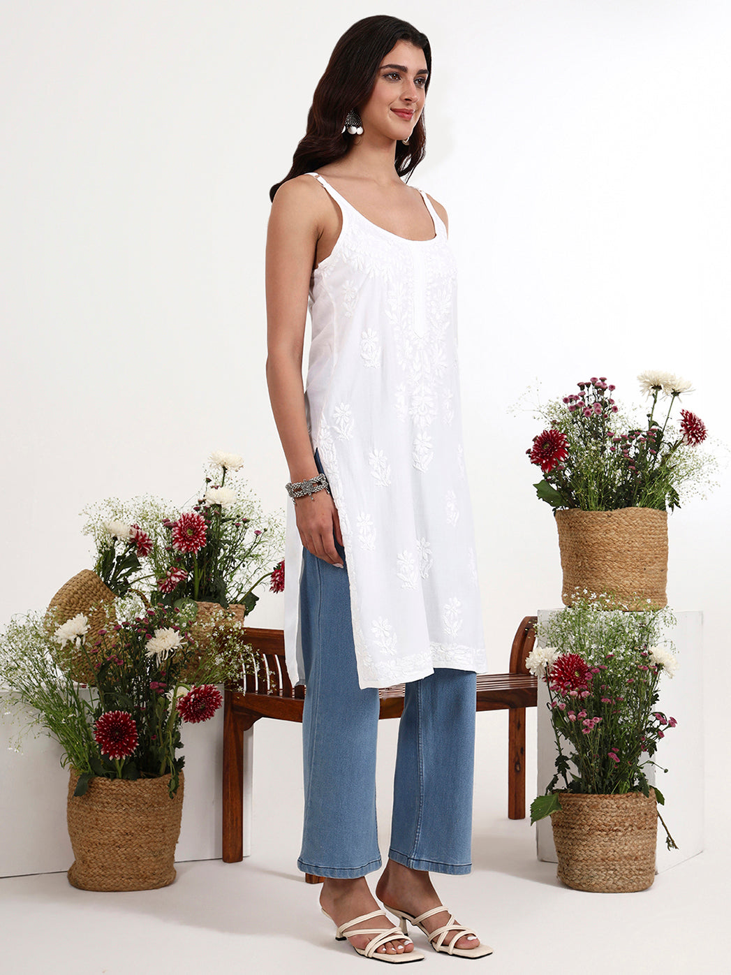 Kamya Rayon Chikankari Strappy Kurta ideal for casual ethnic looks and everyday fashion