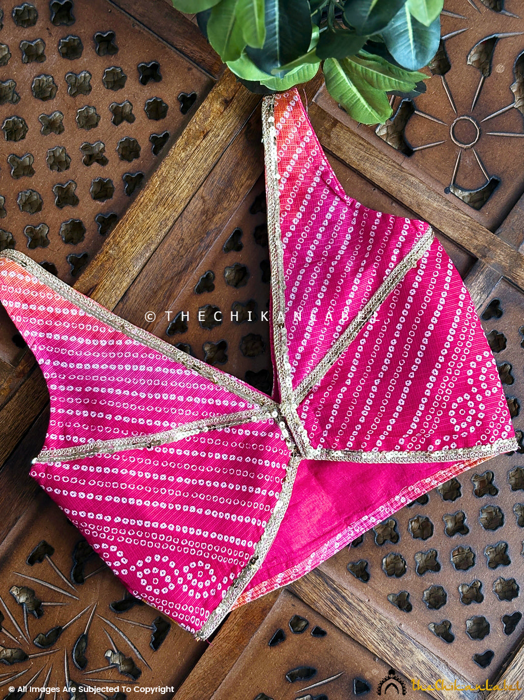 Designer sleeveless blouse made from lightweight Kota Doria fabric for wedding and festive occasions.