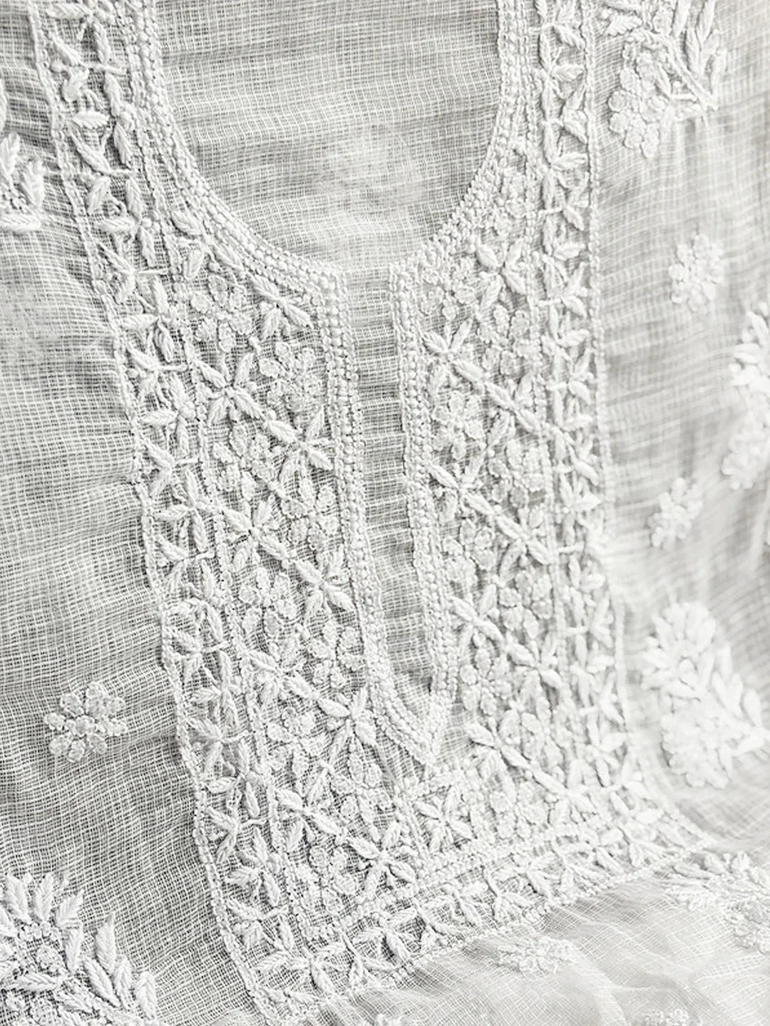 Zayna Kota Cotton Chikankari Kurti Piece with Dupatta - White