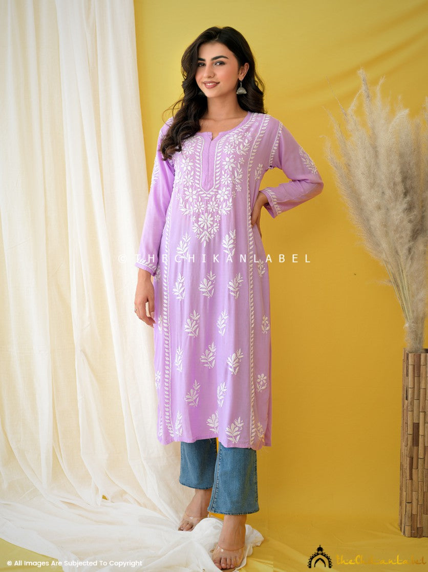 Buy chikankari straight kurti online at best prices, Shop authentic Lucknow chikankari handmade kurta kurti in rayon fabric for women