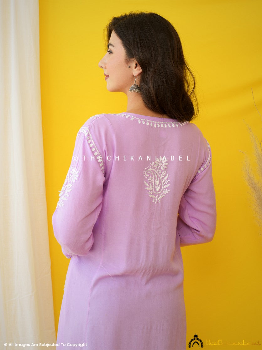 Buy chikankari straight kurti online at best prices, Shop authentic Lucknow chikankari handmade kurta kurti in rayon fabric for women 3