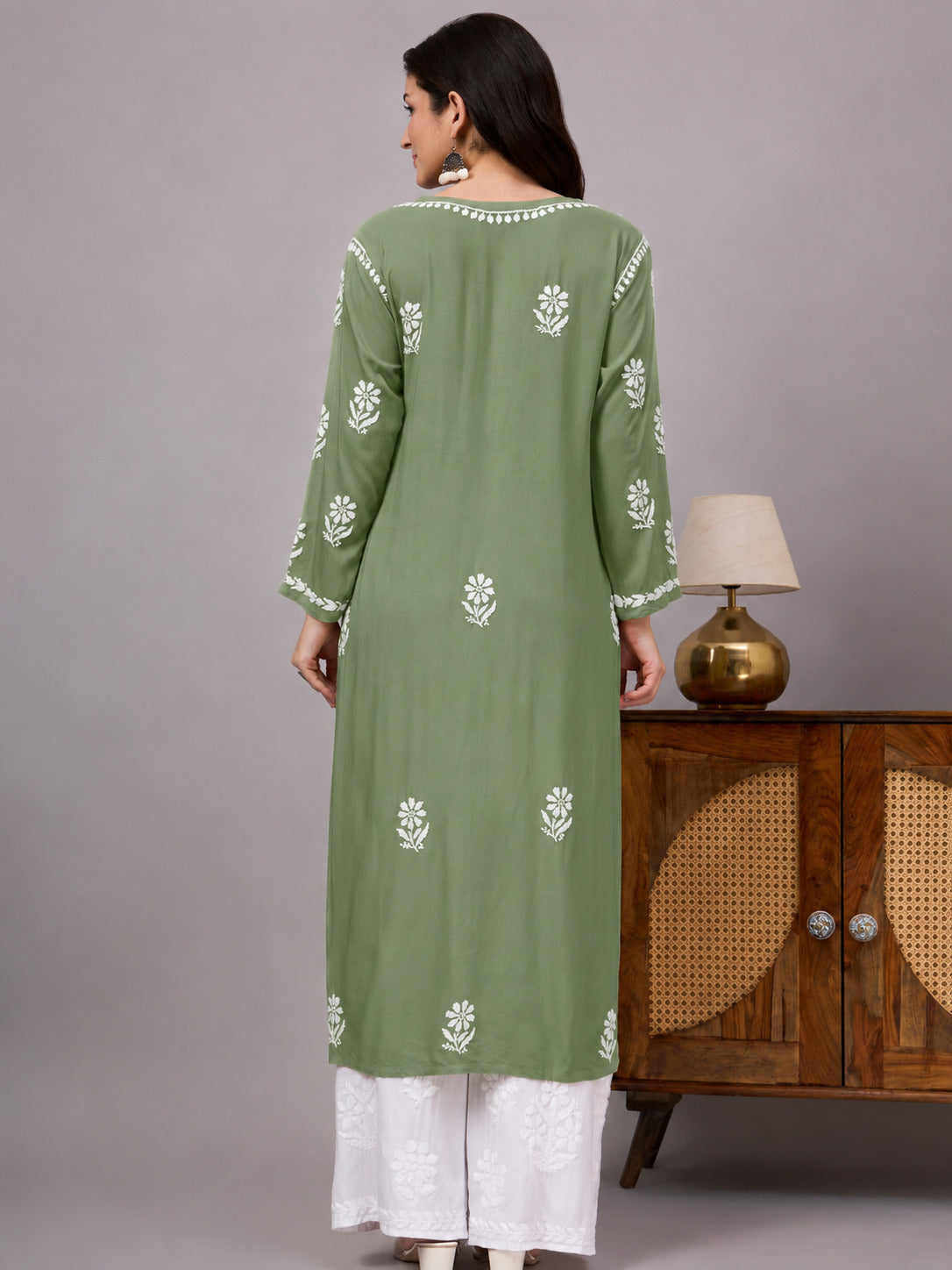Authentic handcrafted Chikankari Kurta designed with intricate floral embroidery, premium rayon material, and a flattering straight fit for modern ethnic wardrobes.