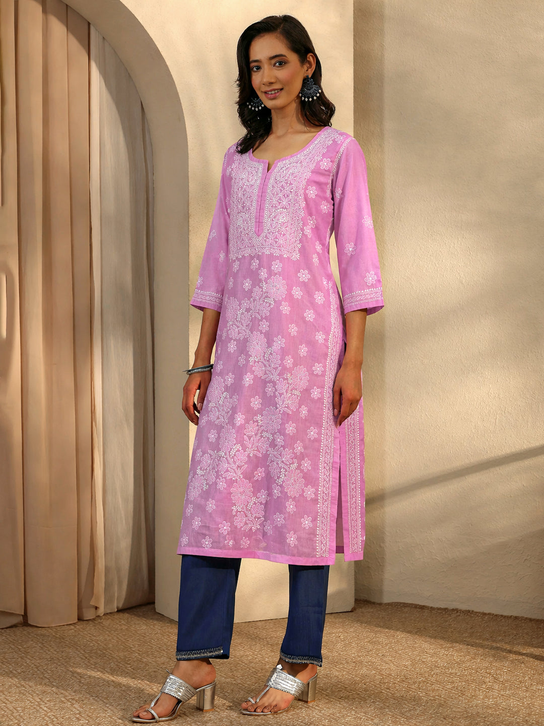 Everyday wear kurti with elegant chikankari embroidery and breathable fabric for all-day comfort