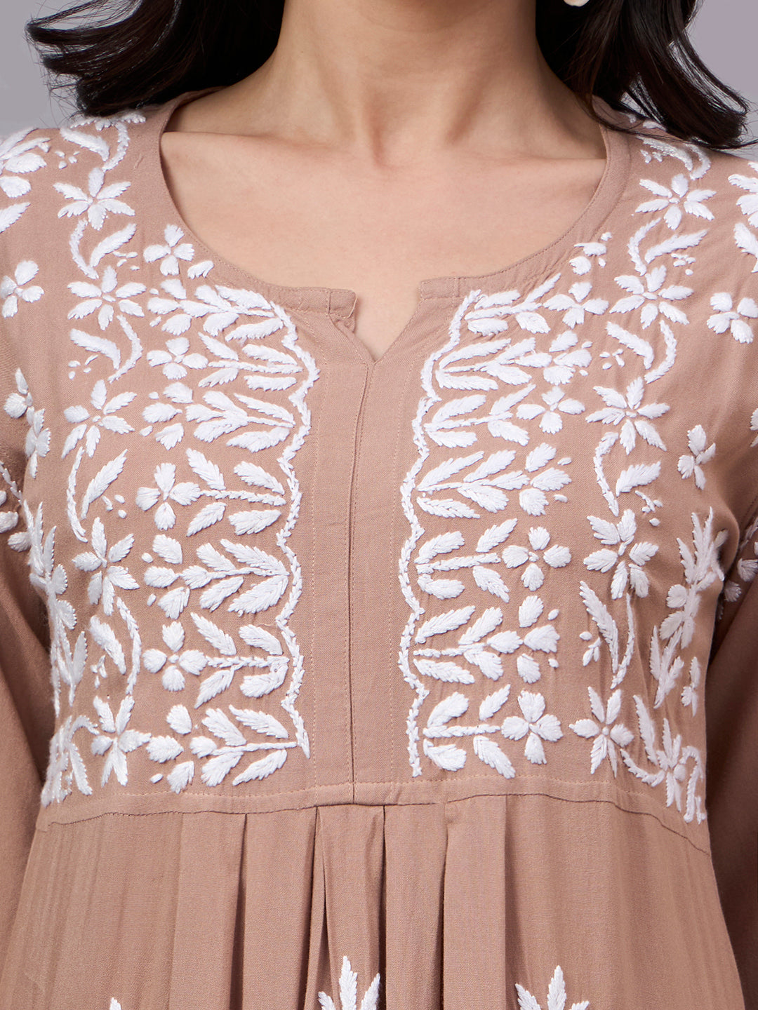 Premium Chikankari Set crafted from soft rayon fabric with intricate handcrafted embroidery, an elegant A-line silhouette, and coordinated palazzo for everyday ethnic fashion.