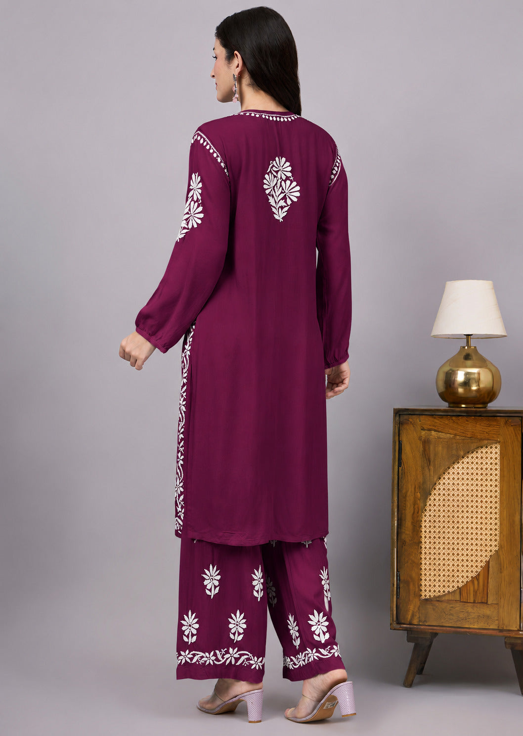 Premium trending kurta set made from breathable rayon fabric with handcrafted Chikankari embroidery, offering comfort, elegance, and timeless craftsmanship.