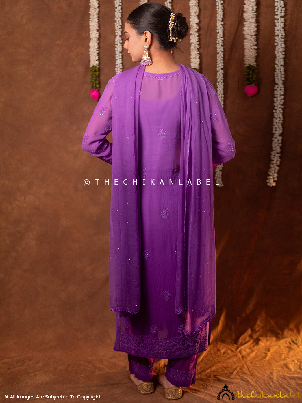 Miraya Chikankari Viscose Kurta Set with Dupatta - Purple