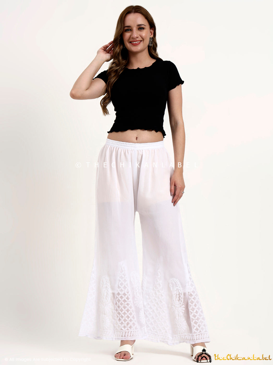 White Areeba Georgette Chikankari Sharara