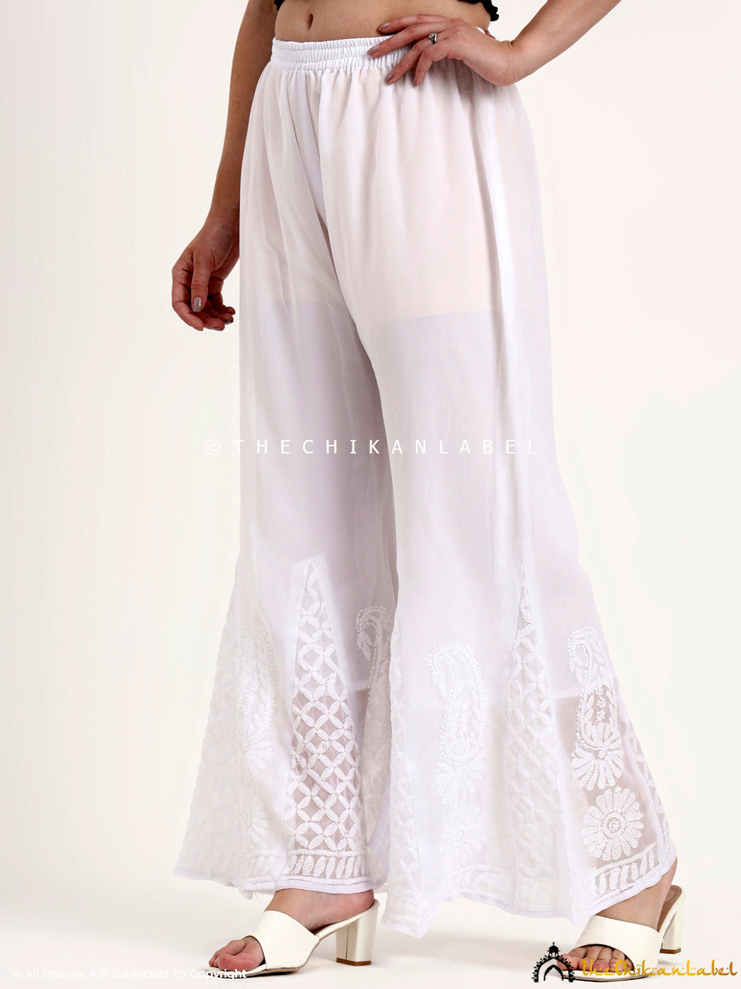 White Areeba Georgette Chikankari Sharara