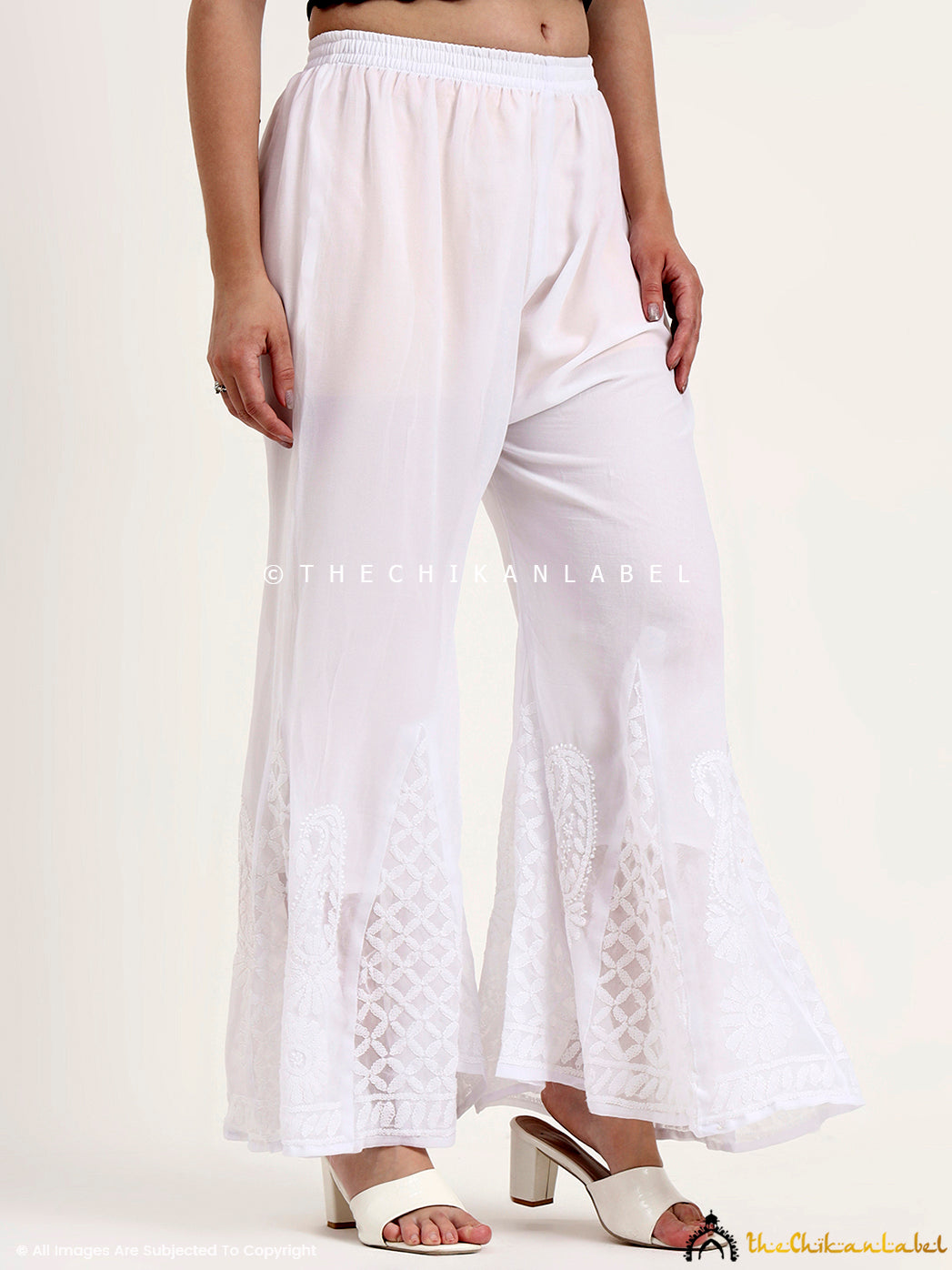 White Areeba Georgette Chikankari Sharara