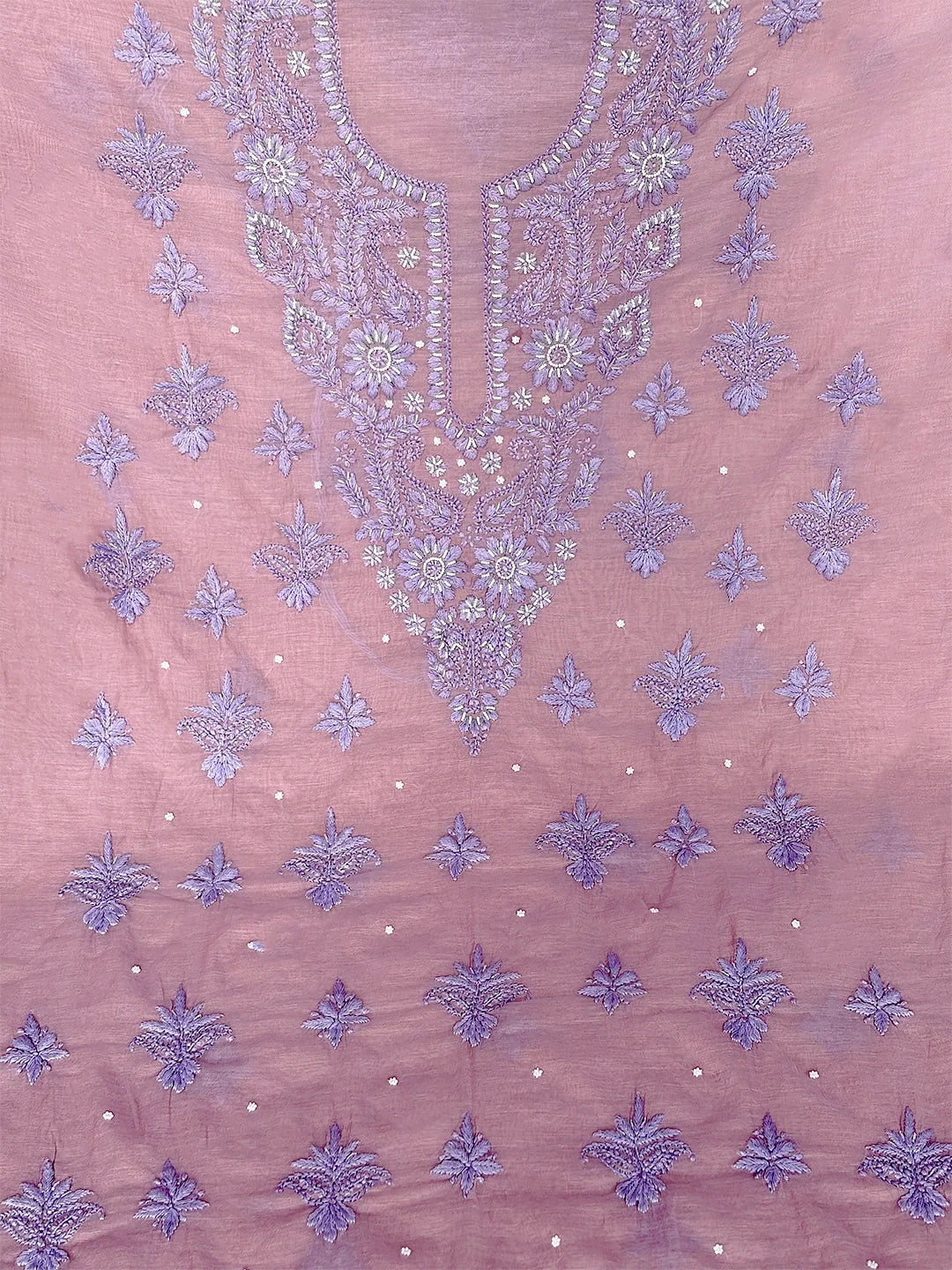 Nazila Mul Chanderi Chikankari Kurti Piece with Dupatta - Mauve