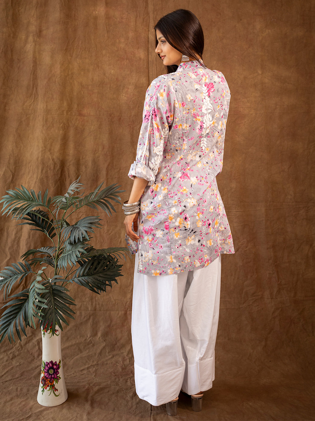 Orange Mulmul Chikankari Farshi Salwar Set