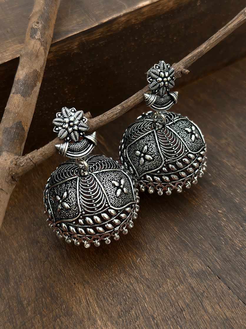 Oxidized Silver Jhumki Earring