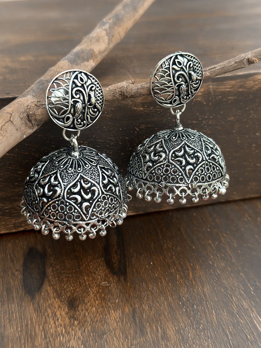 Oxidized Silver Jhumki Earring