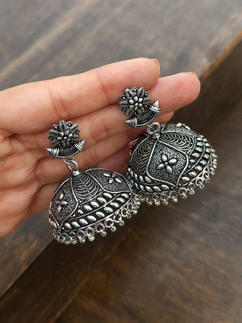 Oxidized Silver Jhumki Earring