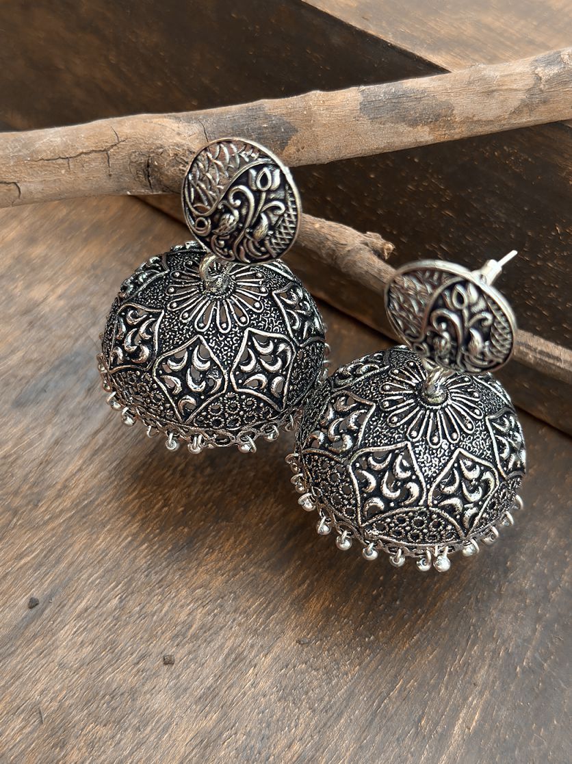 Oxidized Silver Jhumki Earring