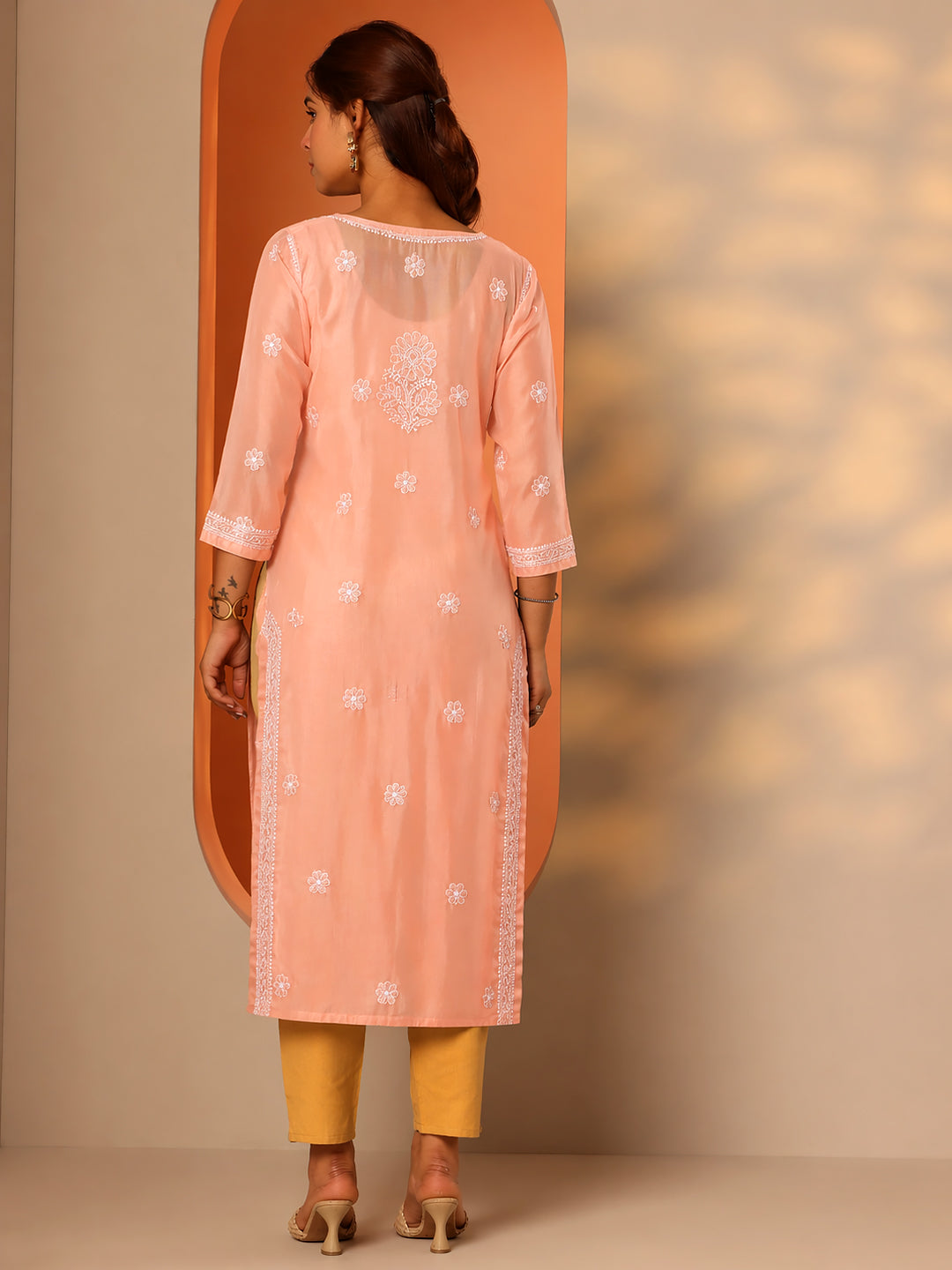 Comfortable chikankari kurta designed in vira cotton fabric suitable for regular wear and long hours