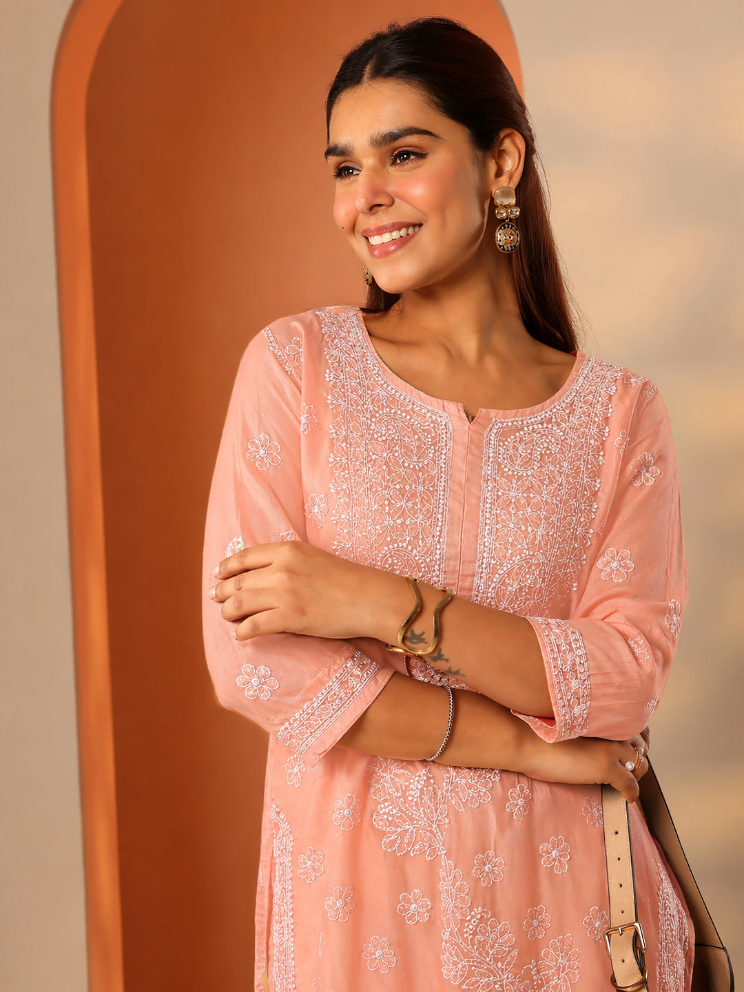 Modern ethnic wear kurti featuring chikankari embroidery and straight silhouette for versatile styling