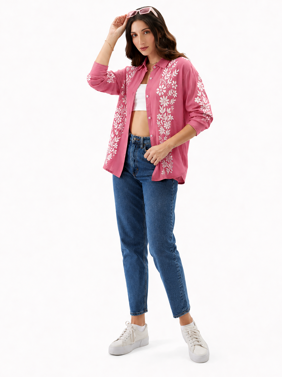 Anvika Rayon Chikankari Shirt - Onion Pink
