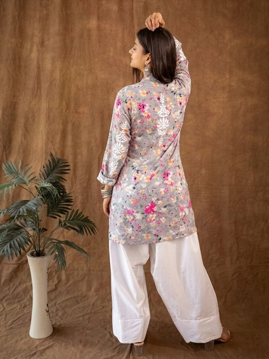 Pink Mulmul Chikankari Farshi Salwar Set