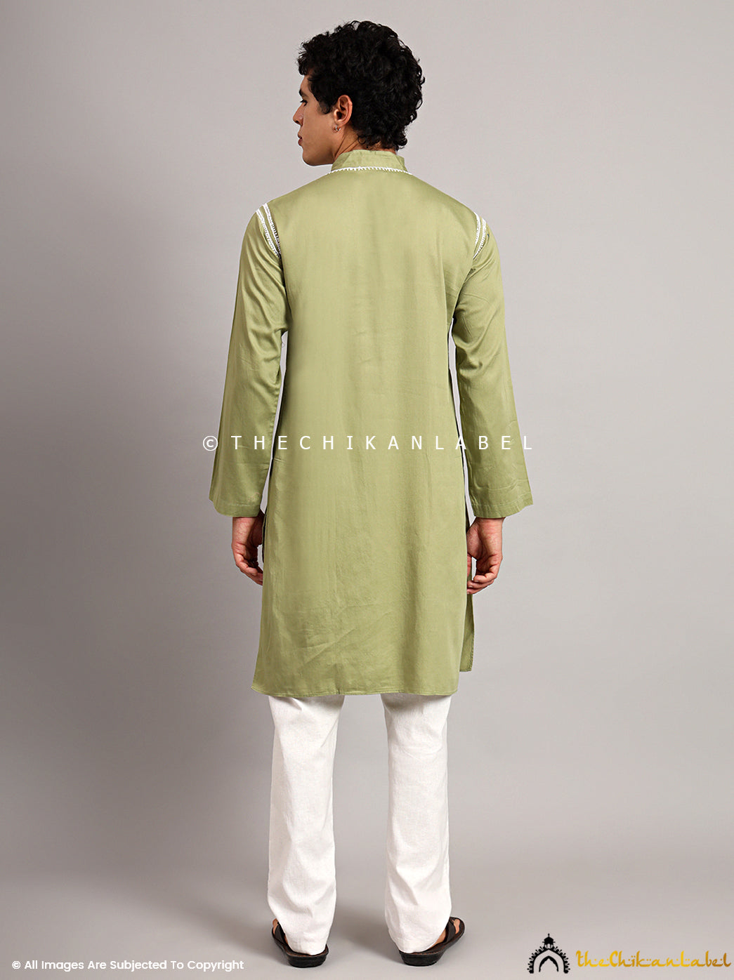 Green Uman Cotton Chikankari Men's Kurta