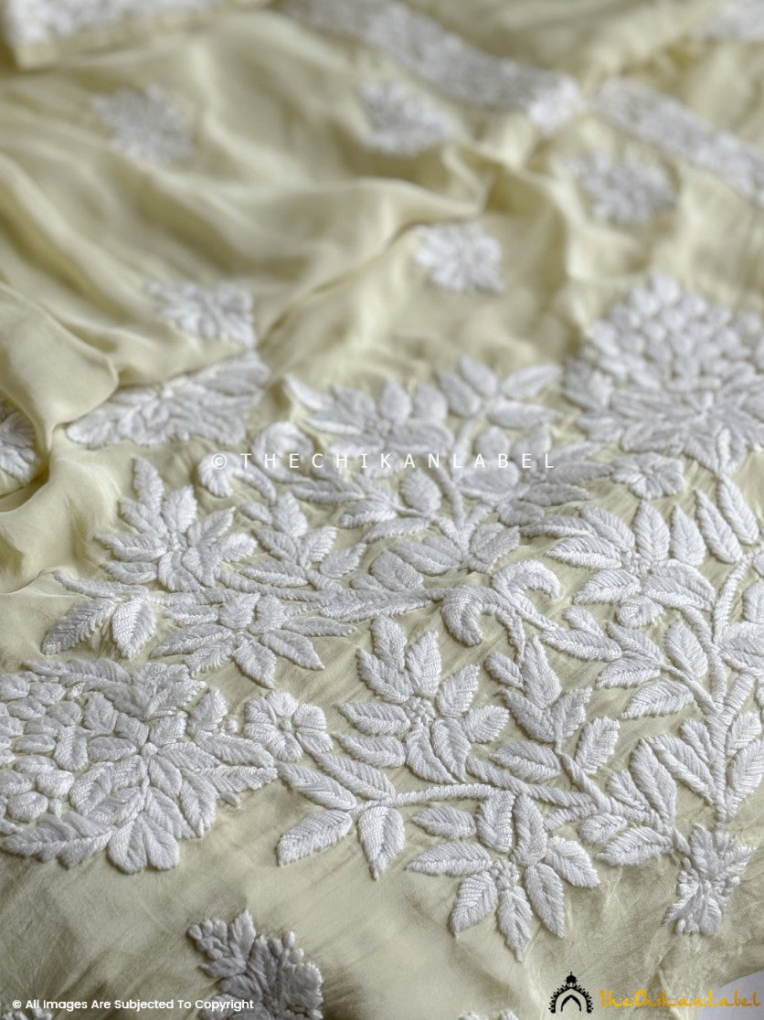 Pista Green Nabiha Crepe A-Line Chikankari Kurti