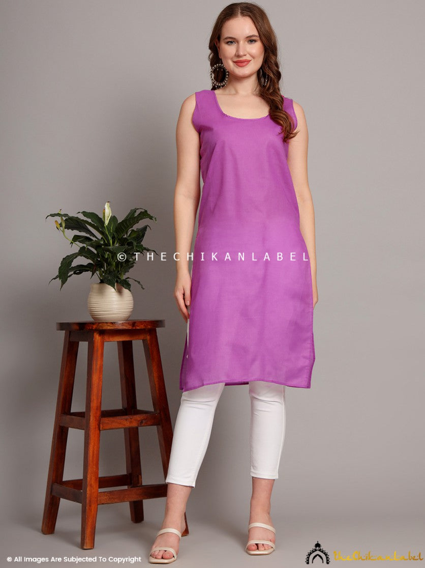 Purple Long Cotton Inner for Chikankari Kurtis TheChikanLabel