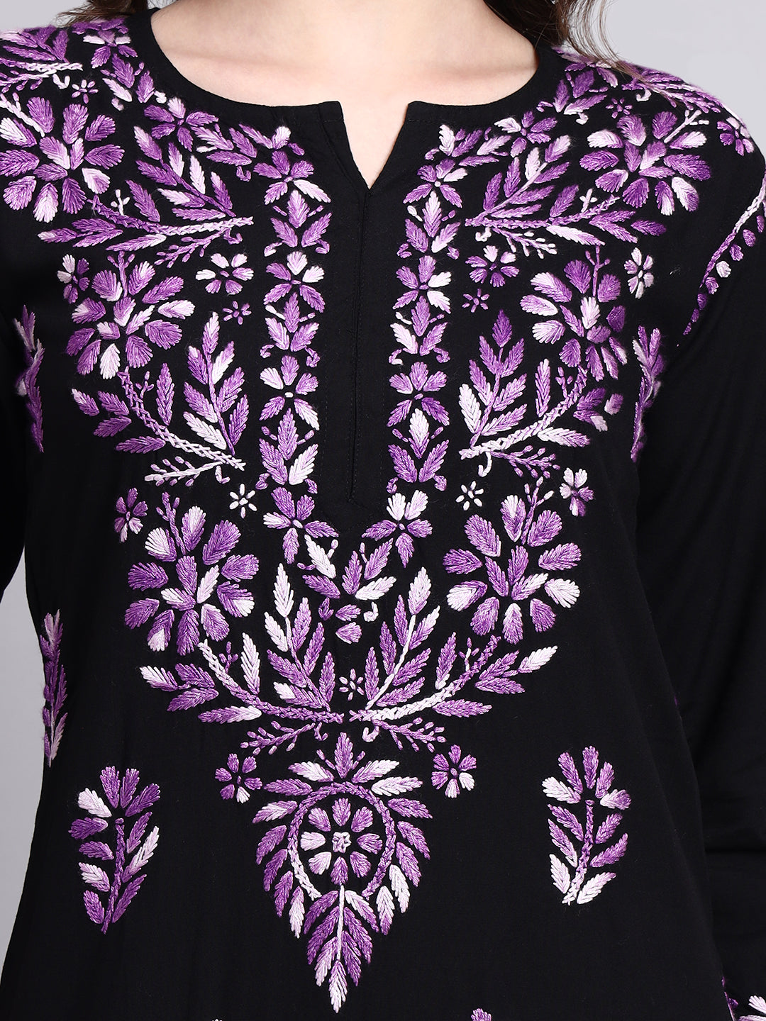 Traditional rayon chikankari kurta palazzo set featuring intricate handcrafted chikankari embroidery motifs
