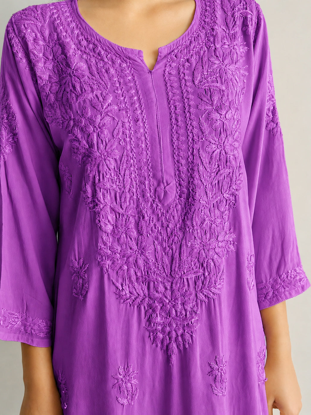 Straight kurti palazzo set for women with intricate chikankari embroidery, relaxed rayon fabric and an elegant ethnic silhouette for versatile styling.