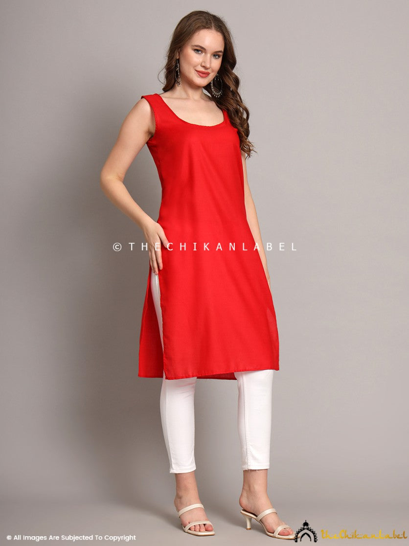 Cotton Camisole Inners for Kurtis Kurta Red