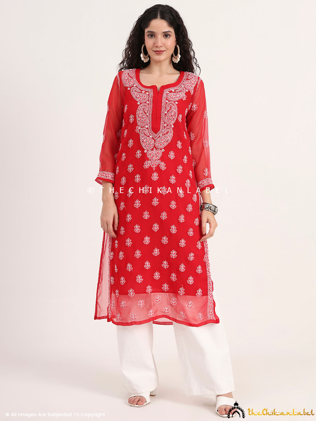 Red Double Shade Georgette Kurti MHK430 main image 1